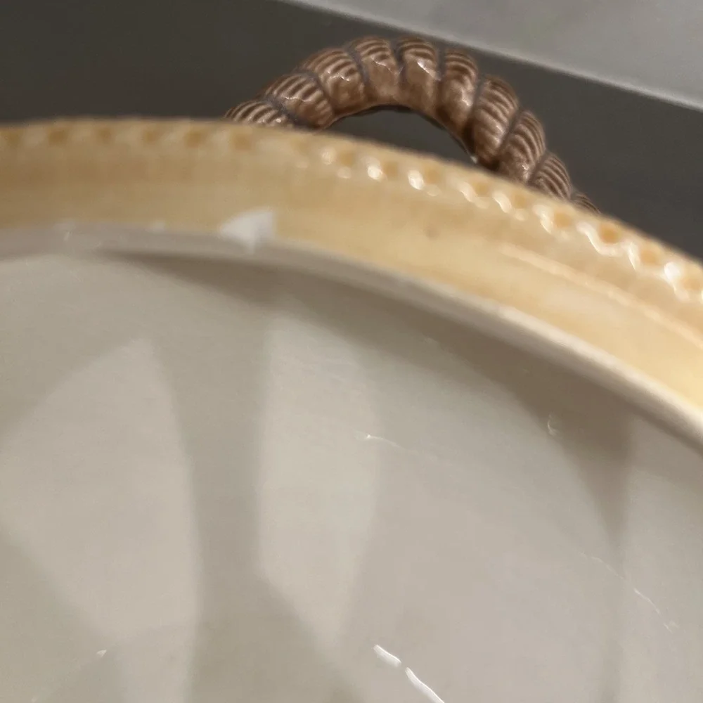 VTG Sittre Ceramics Tureen Bowl Set With Mugs Rope Pattern 1982 RARE COLOR